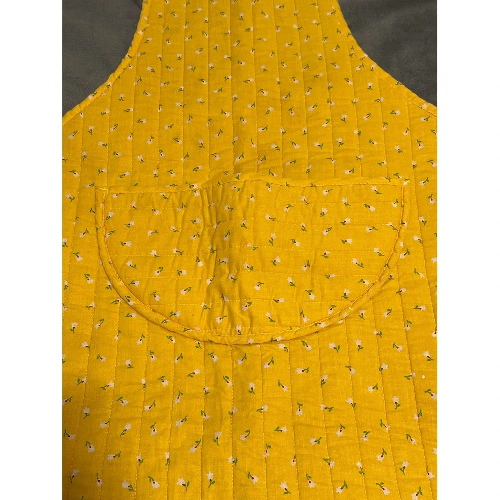 Now Designs Yellow Quilted Floral Apron 100% Cotton Made in USA Cottagecore Bib